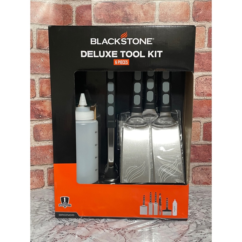 Blackstone Deluxe Tool Kit 6 Piece Griddle Set Bronco Spatulas Scraper Tongs